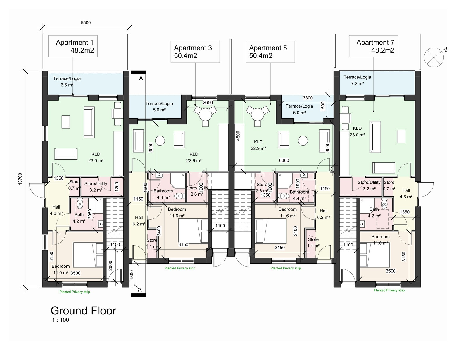 Ground floor plan, Type A